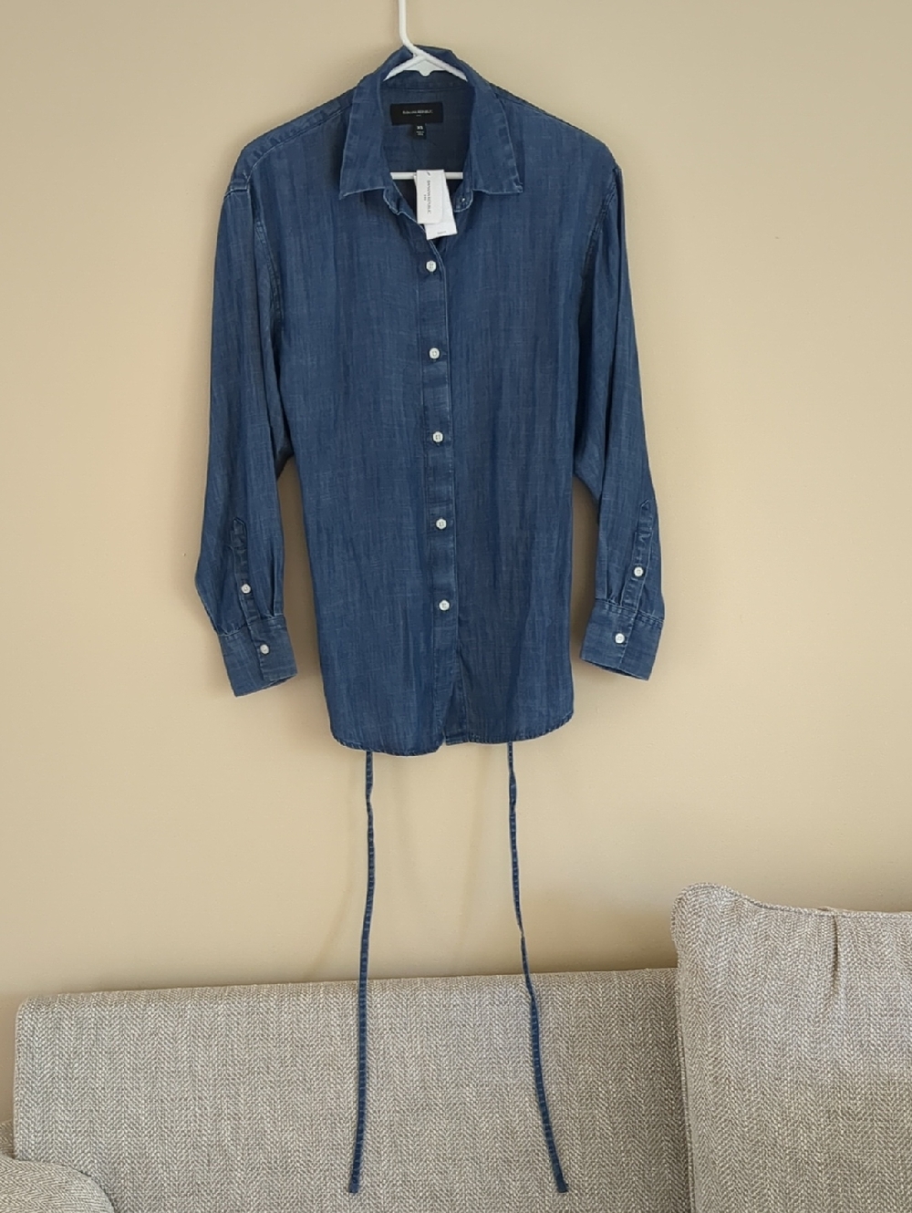 NWT XS Banana Republic Factory Blue Long Sleeve Button Up Shirt Top